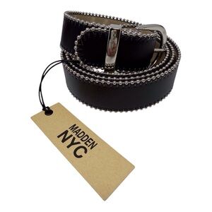 Madden NYC black w/silver stud lined vegan women’s belt size 3XL/ 50 inches long